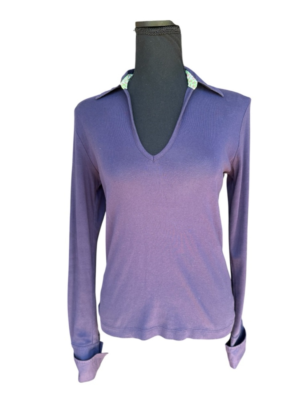 Lilly Pulitzer Blue V-Neck Long Sleeve Top Size Small